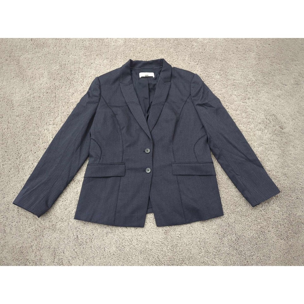Hugo Boss Blazer Womens 14 Black Houndstooth Two Button Front Pockets Lined